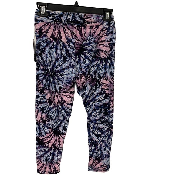 Hot Kiss Soft Touch Performance Leggings Blue/Pink/White Geometric Print Sz M - Picture 2 of 10